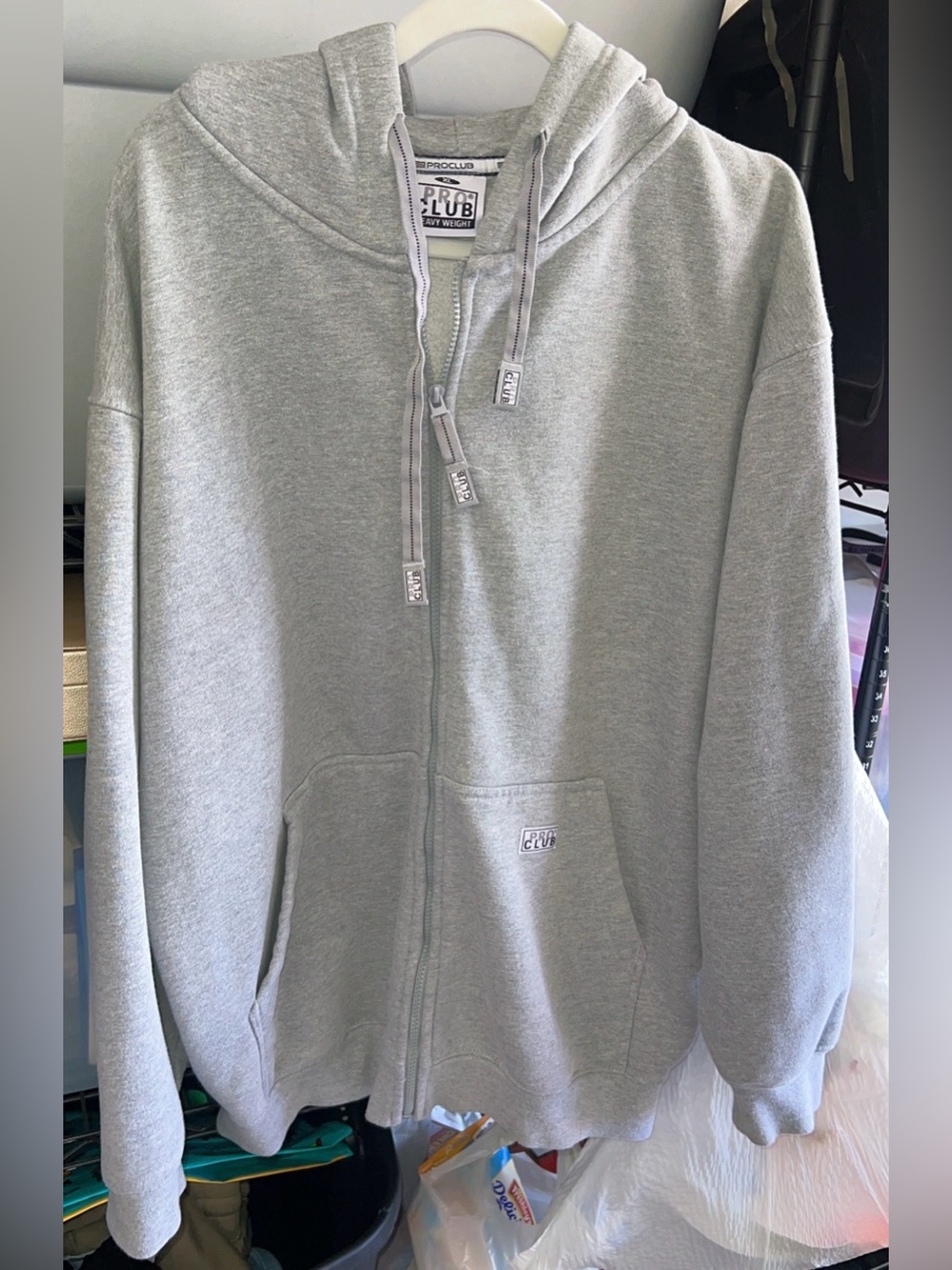 Men’s Light Gray Zip-Up Hoodie Pro Club